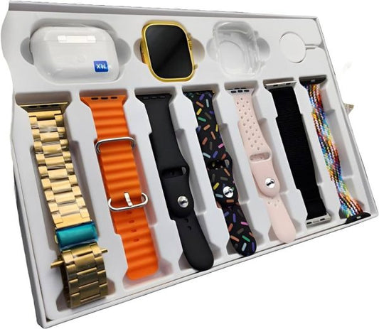 I20 Ultra Max Smart Watch 2.3” Big Display – Premium Quality Fitness & Stylish Smartwatch for Men, Women & Kids | 10 in 1 Combo with Airpods & 7 Straps (Random Color) – Best Price in Pakistan