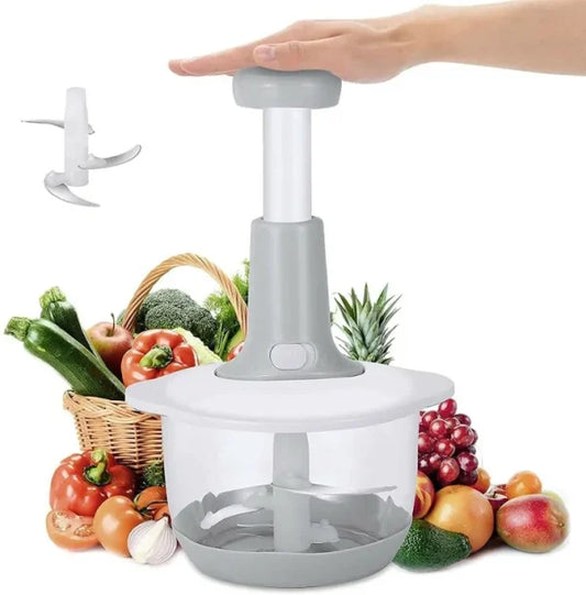 Manual Hand Push Chopper – Multi-Functional Vegetable & Meat Grinder, Grater & Food Cutter | 1.5L Large Capacity (Random Color) in Pakistan