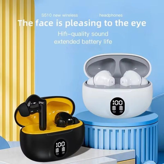 895B Wireless Bluetooth Earbuds with LED Display | Stereo In-Ear Headphones with Mic | Type-C Fast Charging | Bluetooth 5.3 for Android & iPhone (With Cable & Box – Random Color)