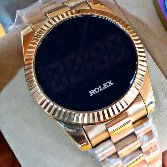 Rolex Style Digital Stainless Steel Watch – Luxury Fashion Wristwatch with Box