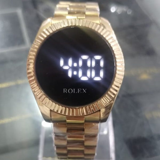 Rolex Style Digital Stainless Steel Watch – Luxury Fashion Wristwatch with Box