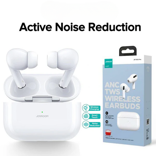 Joyroom T03s Pro ANC Wireless Earbuds | Active Noise Cancelling TWS Bluetooth Earphones – White