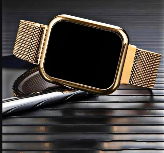 Touch LED Magnetic Watch – Fashion Casual Sports Digital Wristwatch for Men & Women (Golden, Without Box)